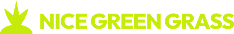 Nice Green Grass logo: three blades of grass on a mound
